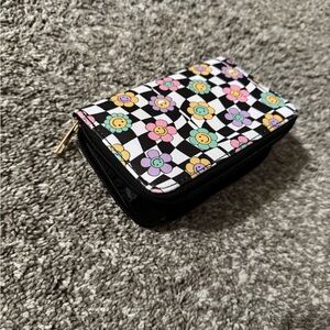 Floral Checkered Wallet